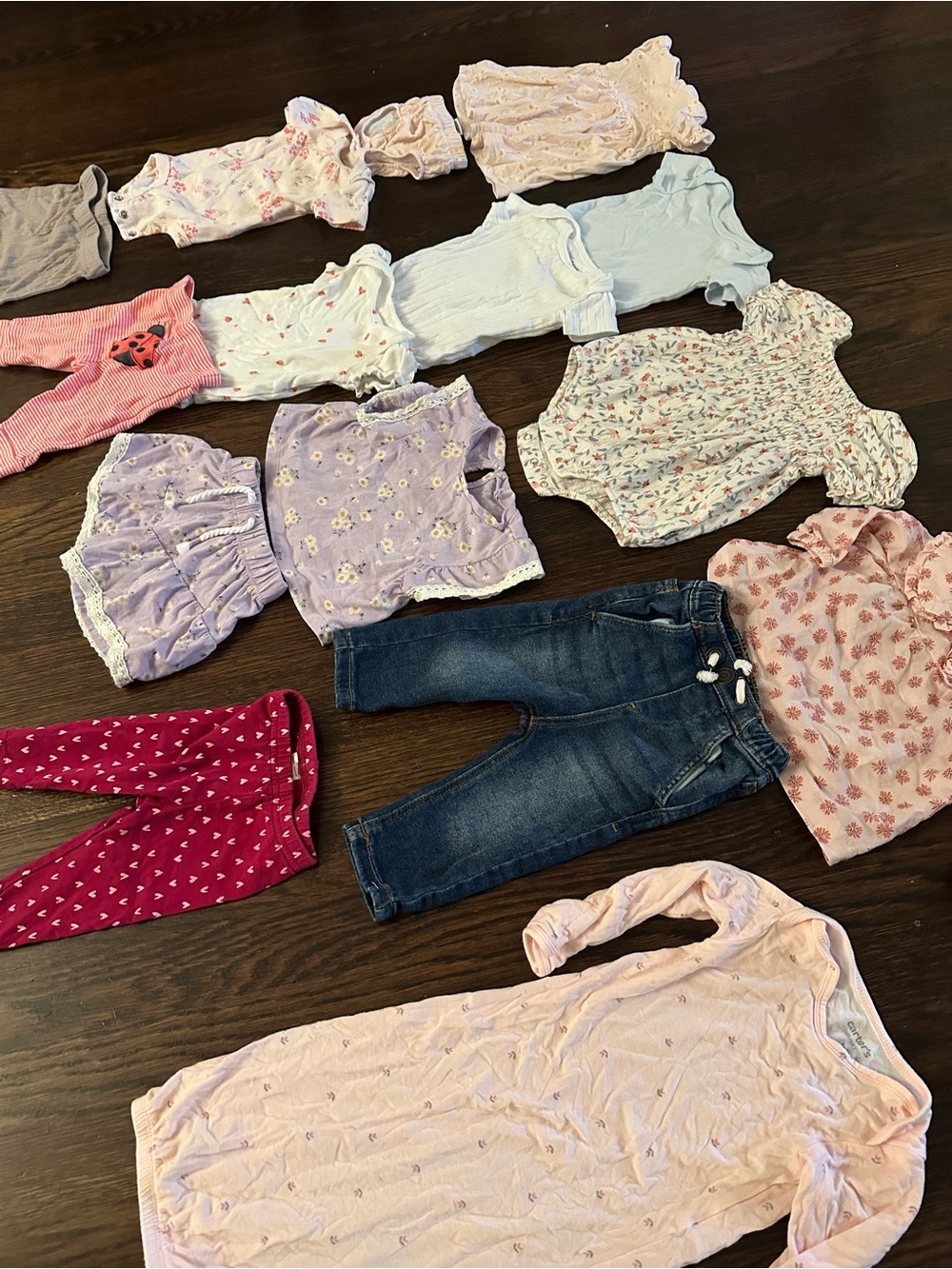 Baby Girls Multi-Piece Clothing Lot - Pastel Prints & Denim 0-3 month